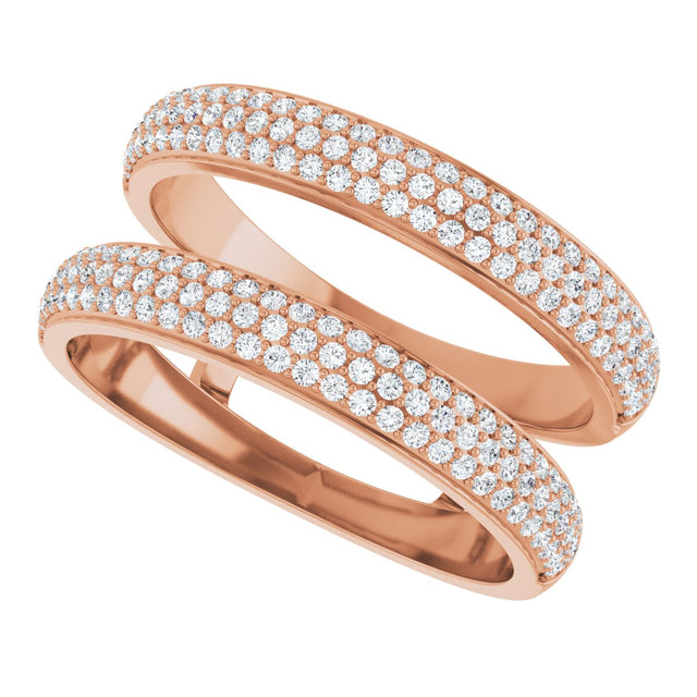 14K Gold Round Natural Diamond Pavé-Style Ring Guard - Rose Gold - view 5