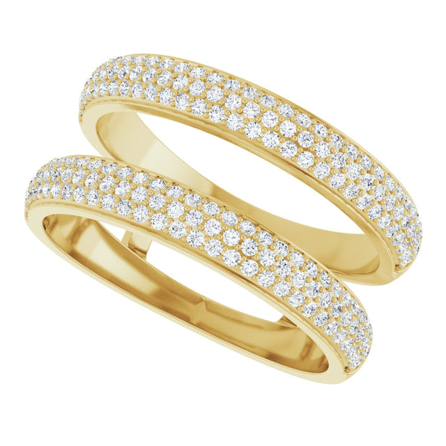 14K Gold Round Natural Diamond Pavé-Style Ring Guard - Yellow Gold - view 5