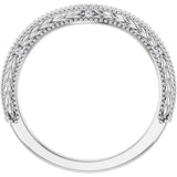 14K Gold Round Natural Diamond Beaded Wheat Pattern Contour Band - White Gold - view 2