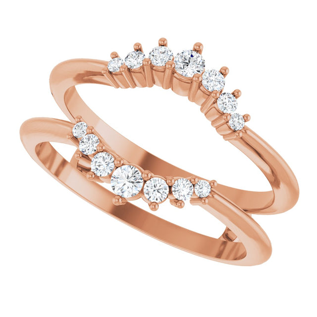 14K Gold Round Lab-Grown Diamond Ring Guard – 2.2-3.5mm Stones - Rose Gold - view 5
