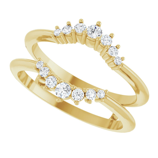 14K Gold Round Natural Diamond Ring Guard – 2.2-3.5mm Stones - Yellow Gold - view 5