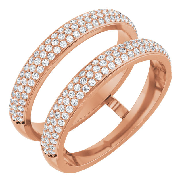 14K Gold Round Natural Diamond Pavé-Style Ring Guard - Rose Gold
