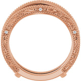 14K Gold Round Natural Diamond Ring Guard – 0.9mm Stones - Rose Gold - view 2