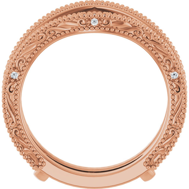14K Gold Round Natural Diamond Ring Guard – 0.9mm Stones - Rose Gold - view 2