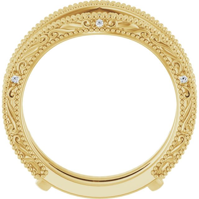 14K Gold Round Natural Diamond Ring Guard – 0.9mm Stones - Yellow Gold - view 2