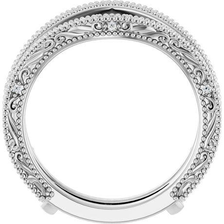 Platinum Round Natural Diamond Ring Guard – 0.9mm Stones - view 2