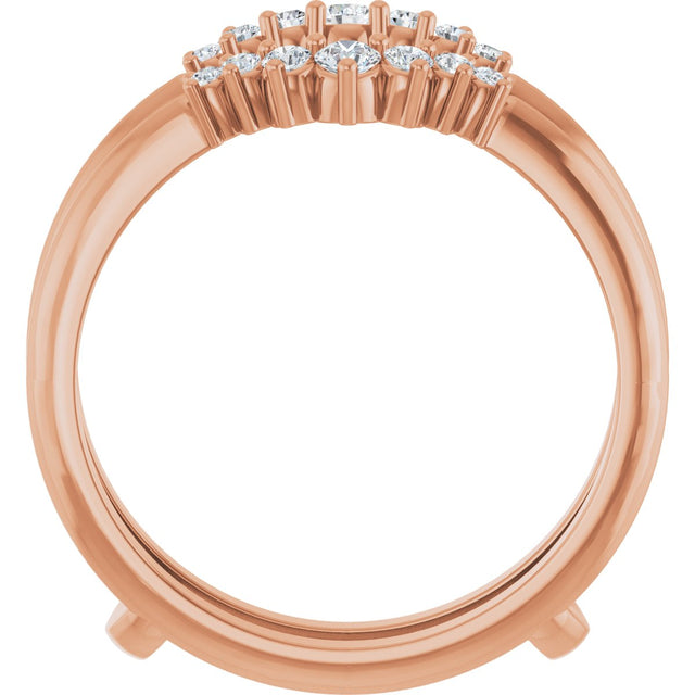 14K Gold Round Natural Diamond Ring Guard – 2.2-3.5mm Stones - Rose Gold - view 2