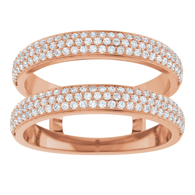 14K Gold Round Natural Diamond Pavé-Style Ring Guard - Rose Gold - view 3