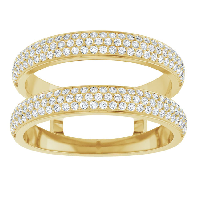14K Gold Round Natural Diamond Pavé-Style Ring Guard - Yellow Gold - view 3
