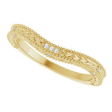 14K Gold Round Natural Diamond Beaded Wheat Pattern Contour Band - Yellow Gold - view 5