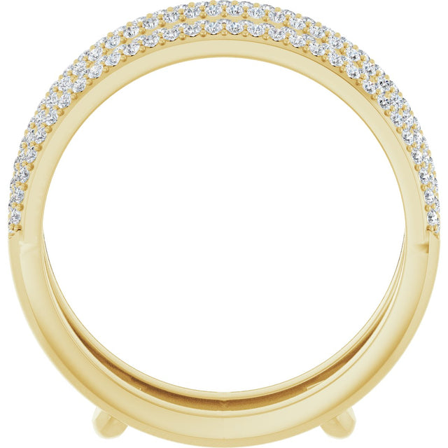 14K Gold Round Natural Diamond Pavé-Style Ring Guard - Yellow Gold - view 2