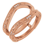 14K Gold Round Natural Diamond Ring Guard – 0.9mm Stones - Rose Gold