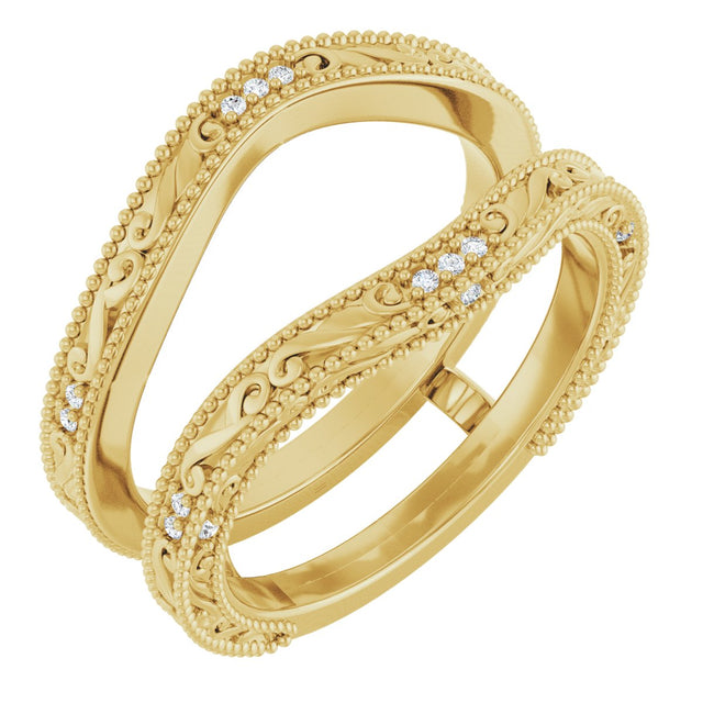 14K Gold Round Natural Diamond Ring Guard – 0.9mm Stones - Yellow Gold