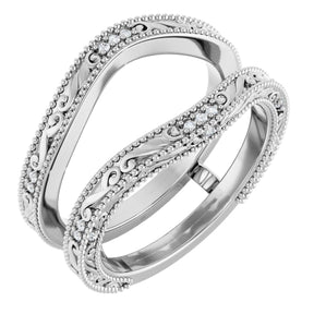 Platinum Round Natural Diamond Ring Guard – 0.9mm Stones