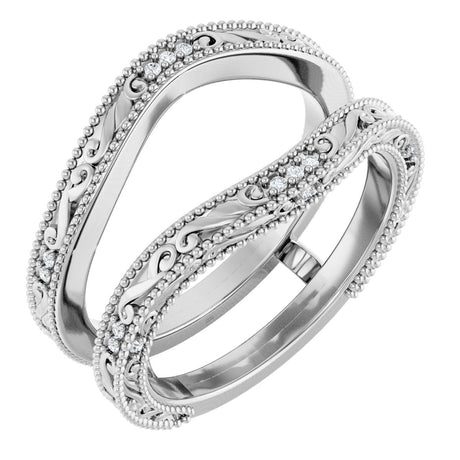 Platinum Round Natural Diamond Ring Guard – 0.9mm Stones
