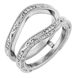 14K Gold Round Natural Diamond Ring Guard – 0.9mm Stones - White Gold