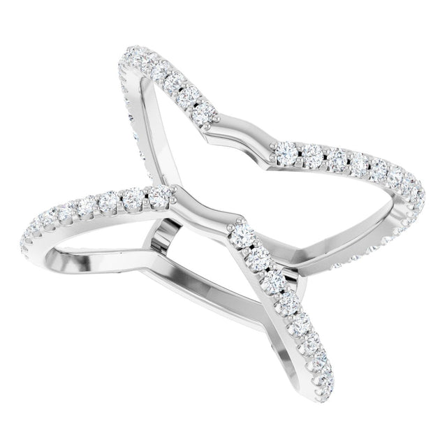Platinum Round Natural Diamond Ring Guard – 1.4mm Stones - view 5