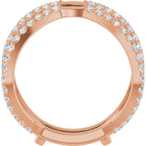 14K Gold Round Natural Diamond Ring Guard – 1.4mm Stones - Rose Gold - view 2
