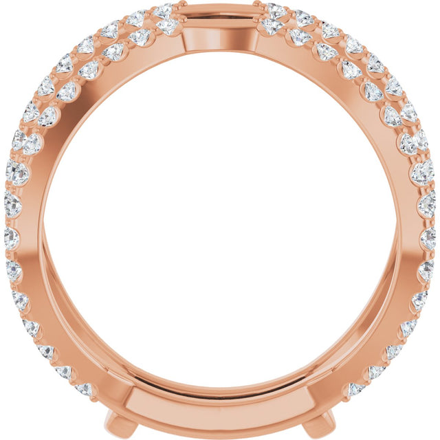 14K Gold Round Natural Diamond Ring Guard – 1.4mm Stones - Rose Gold - view 2