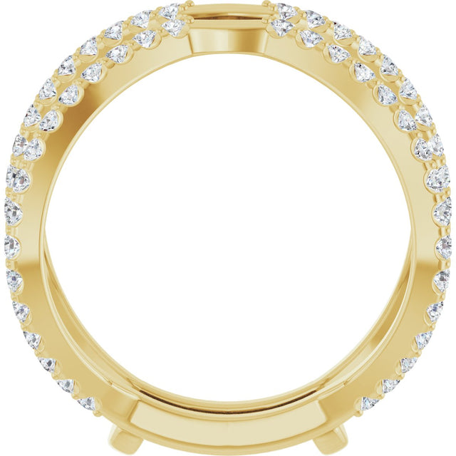 14K Gold Round Natural Diamond Ring Guard – 1.4mm Stones - Yellow Gold - view 2
