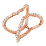 14K Gold Round Natural Diamond Ring Guard – 1.4mm Stones - Rose Gold