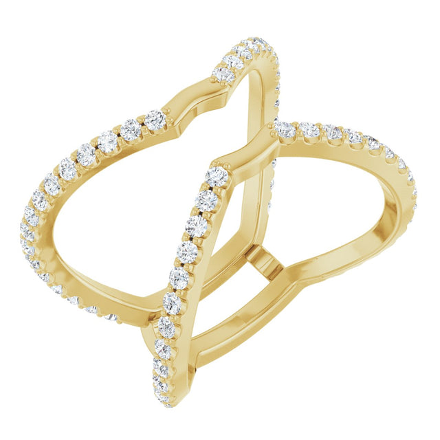 14K Gold Round Natural Diamond Ring Guard – 1.4mm Stones - Yellow Gold