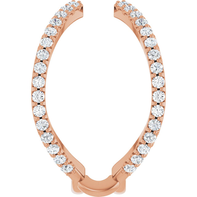 14K Gold Round Natural Diamond Ring Guard – 1.4mm Stones - Rose Gold - view 4