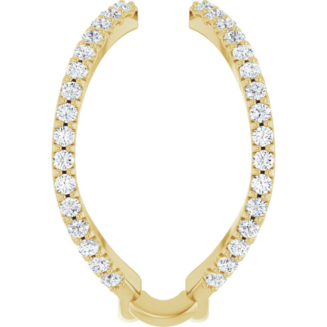 14K Gold Round Natural Diamond Ring Guard – 1.4mm Stones - Yellow Gold - view 4