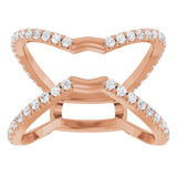 14K Gold Round Natural Diamond Ring Guard – 1.4mm Stones - Rose Gold - view 3