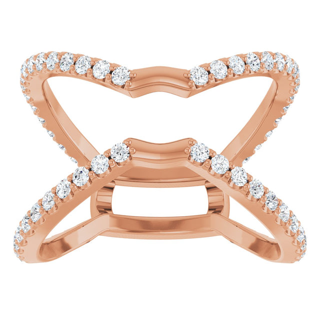 14K Gold Round Natural Diamond Ring Guard – 1.4mm Stones - Rose Gold - view 3