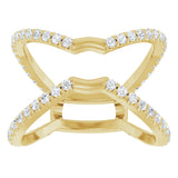 14K Gold Round Natural Diamond Ring Guard – 1.4mm Stones - Yellow Gold - view 3