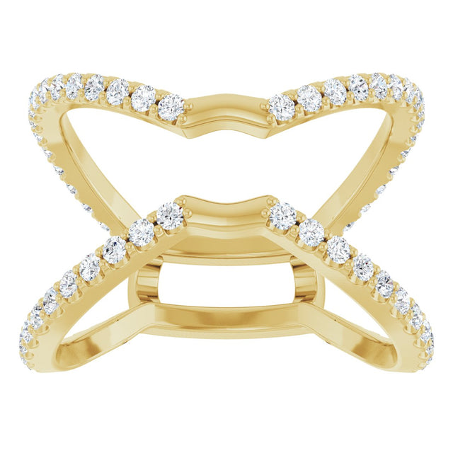 14K Gold Round Natural Diamond Ring Guard – 1.4mm Stones - Yellow Gold - view 3