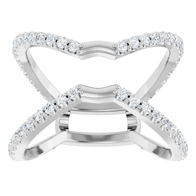 Platinum Round Natural Diamond Ring Guard – 1.4mm Stones - view 3