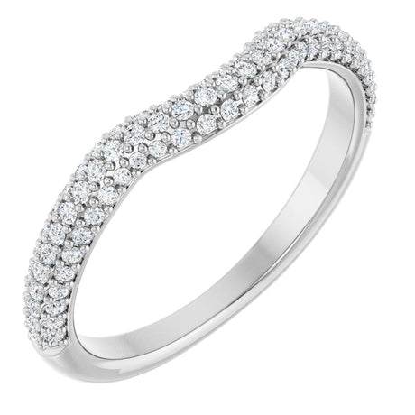 Platinum Round Natural Diamond Pavé-Style Contour Band