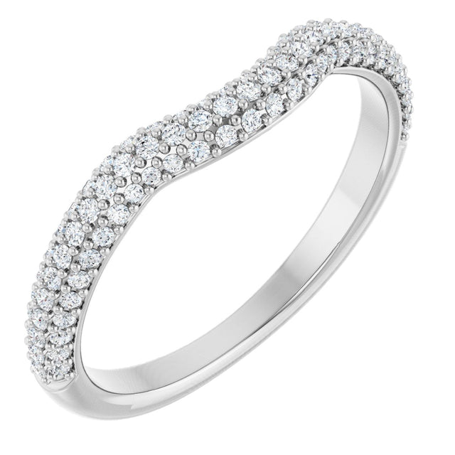 Platinum Round Natural Diamond Pavé-Style Contour Band