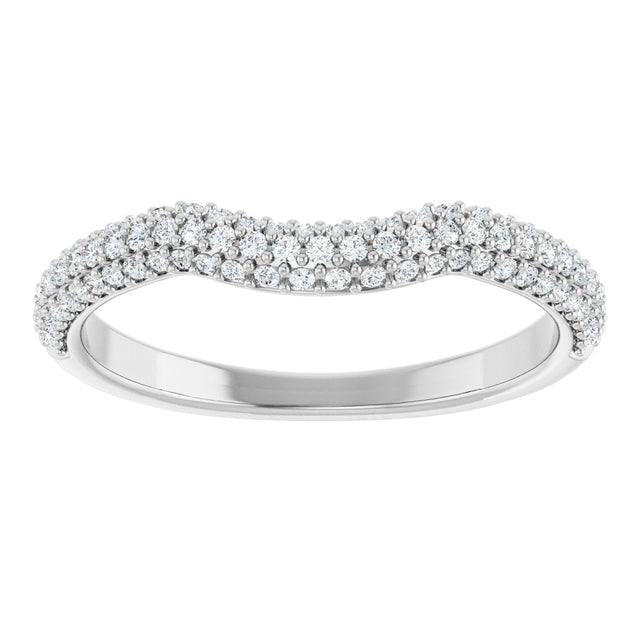 Platinum Round Natural Diamond Pavé-Style Contour Band - view 3