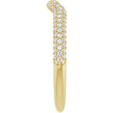 14K Gold Round Natural Diamond Pavé-Style Contour Band - Yellow Gold - view 4