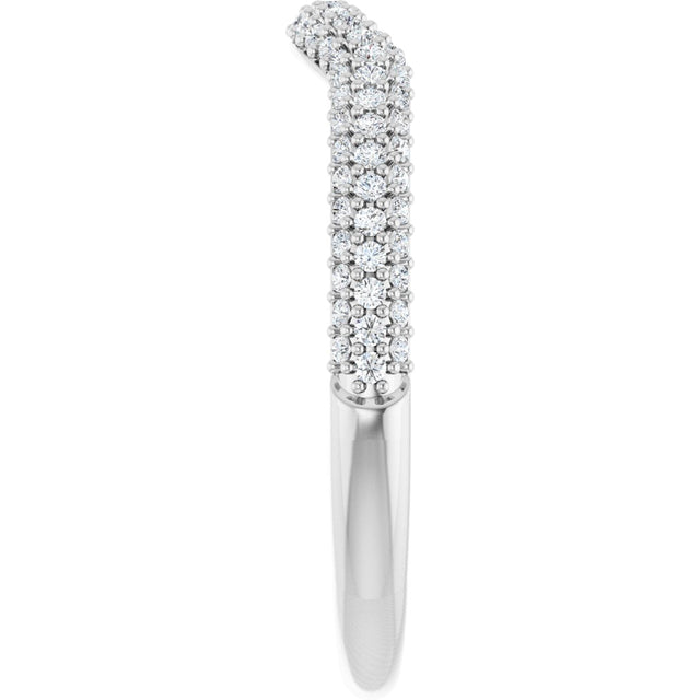 Platinum Round Natural Diamond Pavé-Style Contour Band - view 4
