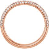 14K Gold Round Natural Diamond Pavé-Style Contour Band - Rose Gold - view 2