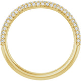14K Gold Round Natural Diamond Pavé-Style Contour Band - Yellow Gold - view 2