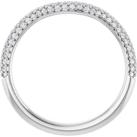 Platinum Round Natural Diamond Pavé-Style Contour Band - view 2
