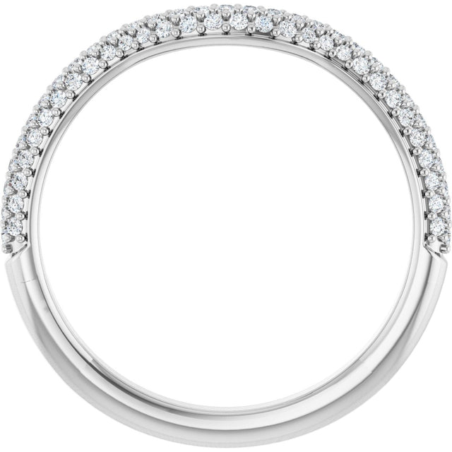 Platinum Round Natural Diamond Pavé-Style Contour Band - view 2