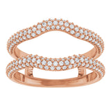 14K Gold Round Natural Diamond Pavé-Style Ring Guard II - Rose Gold - view 3