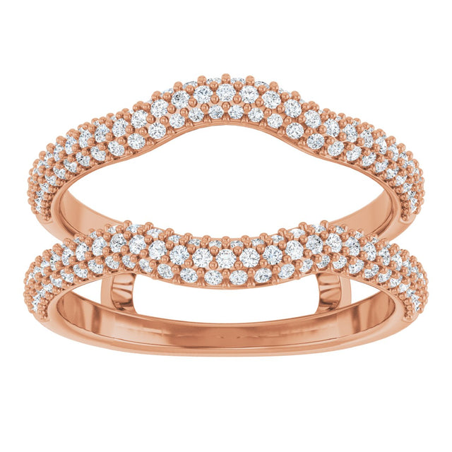 14K Gold Round Natural Diamond Pavé-Style Ring Guard II - Rose Gold - view 3