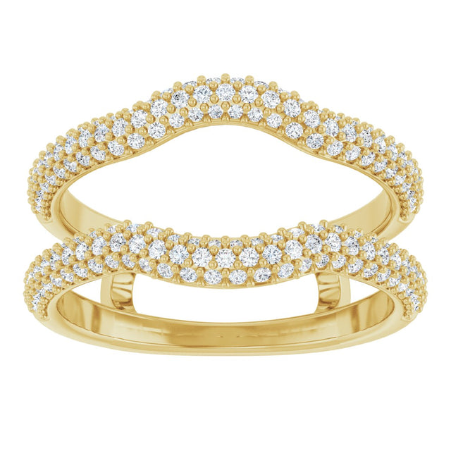 14K Gold Round Natural Diamond Pavé-Style Ring Guard II - Yellow Gold - view 3