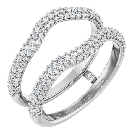 14K Gold Round Natural Diamond Pavé-Style Ring Guard II - White Gold