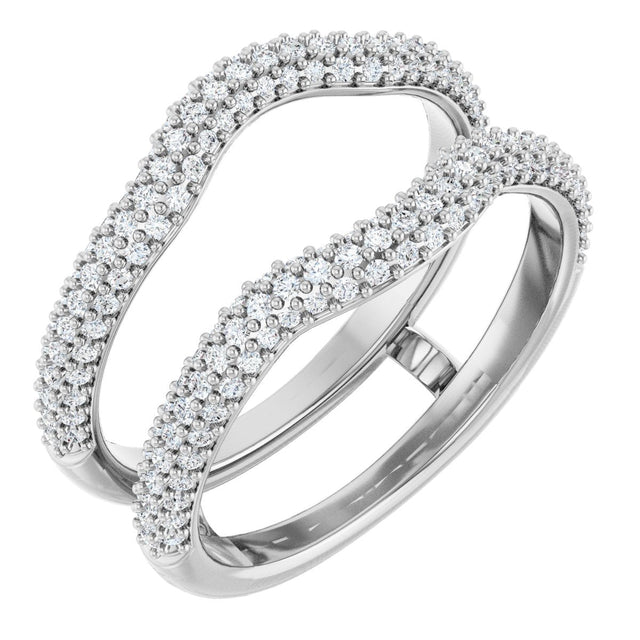 14K Gold Round Natural Diamond Pavé-Style Ring Guard II - White Gold