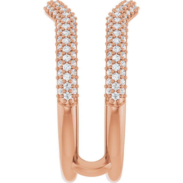 14K Gold Round Natural Diamond Pavé-Style Ring Guard II - Rose Gold - view 4