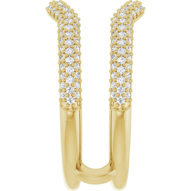14K Gold Round Natural Diamond Pavé-Style Ring Guard II - Yellow Gold - view 4