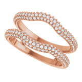 14K Gold Round Natural Diamond Pavé-Style Ring Guard II - Rose Gold - view 5